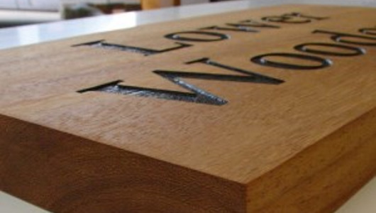 oak wooden house sign