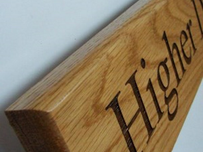 wooden oak sign